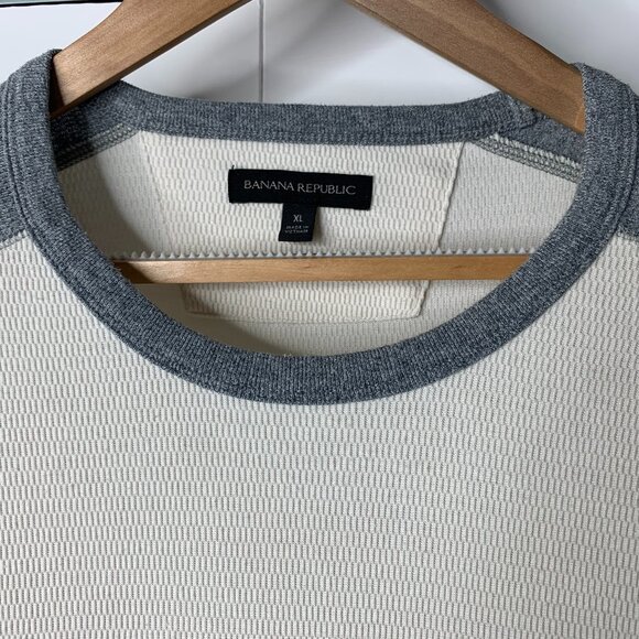 Banana Republic Men’s XL Cream & Grey Long Sleeve Sweatshirt – Cotton/Poly Blend - Picture 5 of 13